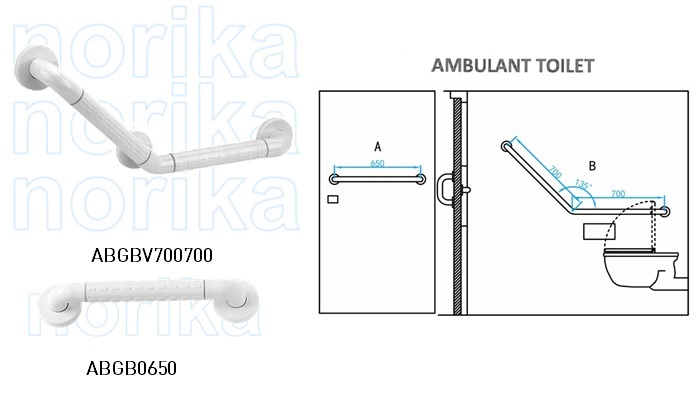 Antibacterial S/Steel Handicapped Grab Bar For Ambulant Toilet